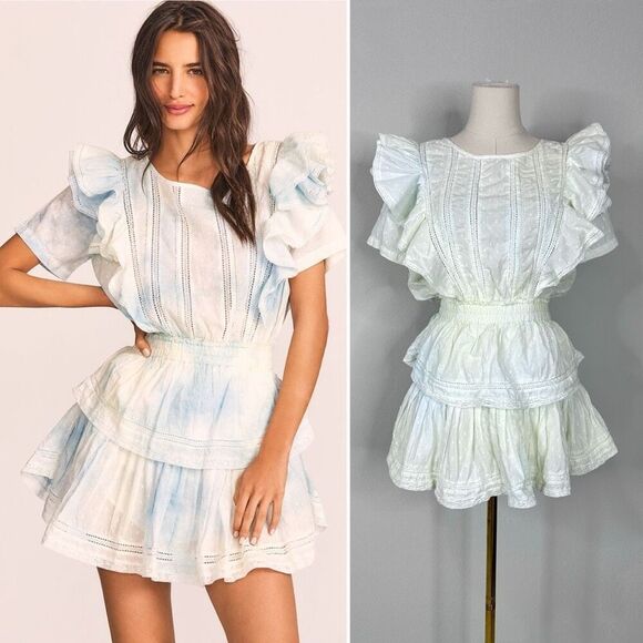 LoveShackFancy Natasha Heritage Mini Dress S Cottagecore Boho Cowgirl Romantic - Picture 1 of 10